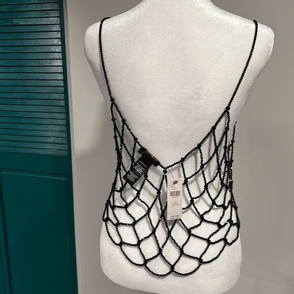 Anthropologie NWT Current Air BLACK Beaded Tank XS/S - Picture 6 of 10
